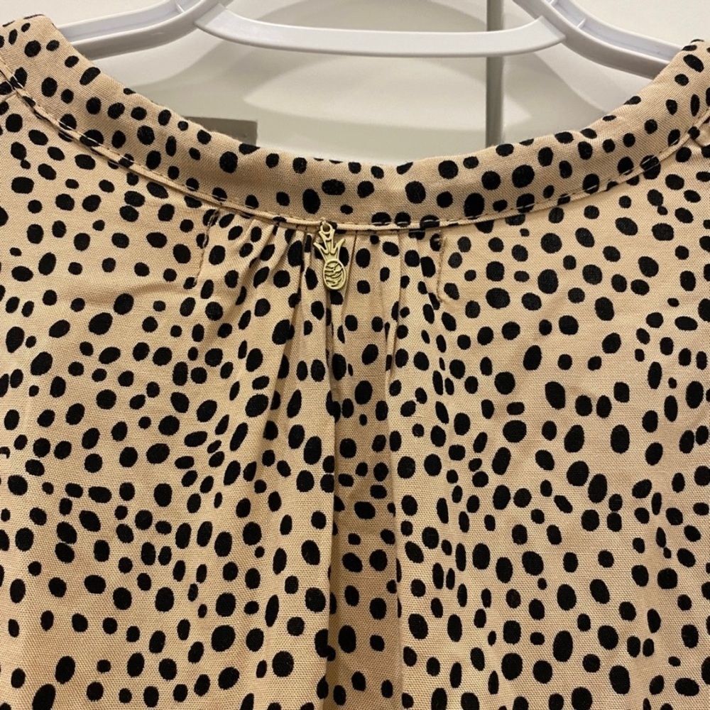 Beachgold Chelsea Tan Black Long SleeveCoverup Polka Dot Romper Women's XS - Picture 10 of 12